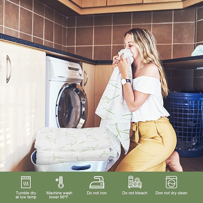 King Waterproof Mattress Protector, Rayon Made from Bamboo Mattress Pad Cover, Soft Breathable Cooling Mattress Pad Cover,Mattress Protector up to 21” Deep Pocket Tightly Fitted Mattress Protection