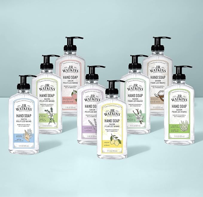J.R. Watkins Gel Hand Soap Refill Pouch, Scented Liquid Hand Wash for Bathroom or Kitchen, USA Made and Cruelty Free, 34 fl oz, Lemon, 2 Pack