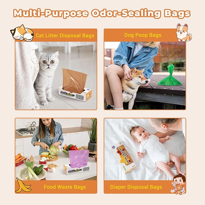 Odor Sealing Small Trash Bags Home & Food Use S-220 Count Disposable Bags, Durable and Unscented (Color:Blue)