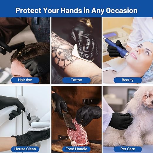 JMU XL Nitrile Gloves, 200 Black Nitrile Gloves, Latex Free, Powder Free, 3.5 Mil Nitrile Disposable Gloves