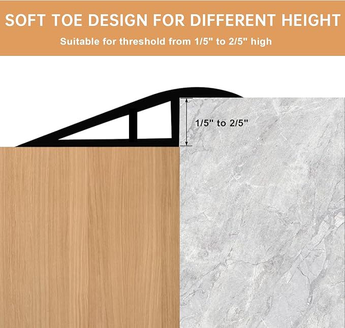 Vinyl Door Threshold Flooring Transition Strip Self Adhesive Carpet Edging Strip for Laminate Doorway Edge Threshold from 1/5" to 2/5" (Smoked Brown Wood Grain, 3.3 Ft)