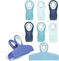 COOK WITH COLOR Bag Clips - Heavy Duty Chip Clip and Refrigerator Magnet Clips for Food Storage with Air Tight Seal Grip, Bright Blue, Pack of 8