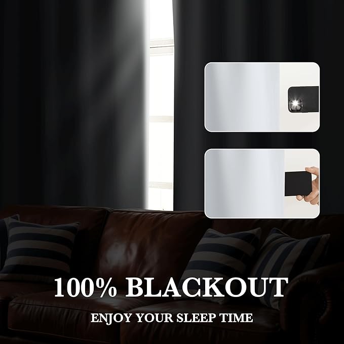 RYB HOME 100% Blackout White Short Curtains, Thermal Insulated Total Room Darkening Noise Reducing Curtains Tier for Cafe Kicthen Basement, 42 inches Wide by 36 inches Long
