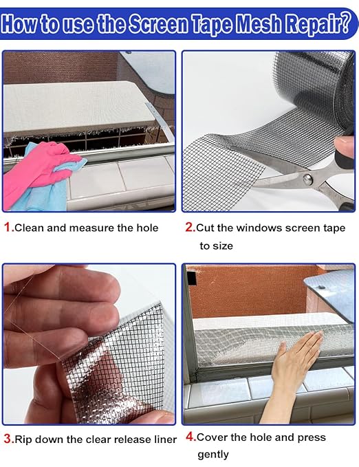 Wohohoho Window Screen Repair Tape, 3 in X 20 FT (240IN) Black Screen Patch Repair Kit, 3-Layer Strong Adhesive Invisible Screen Tape Mesh Repair for Windows, Doors Garage Mosquito Net Magnetic Screen