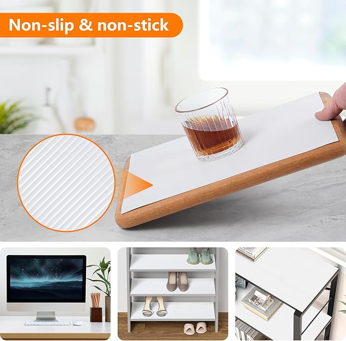 Shelf Liners for Kitchen Cabinets Drawer Liner Non Adhesive Cupboard Mat EVA Material Waterproof Refrigerator Mats Washable Fridge Liner for Cupboard and Desks Liner White 11.8 x 118 Inches