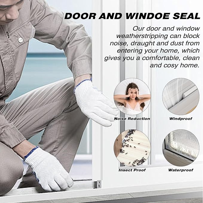 196" Wedge Weather Stripping Door Seal Strip for Door Frame & Window,Self Adhesive Window Insulation Draft Stopper Seal for Winter,Gray Foam Door Gap Filler for Soundproofing Light Blocker,Black