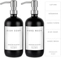 Emerson Glass Soap Dispenser Set - Kitchen & Bathroom, 2 Pack with Pump and Labels - 16 Oz