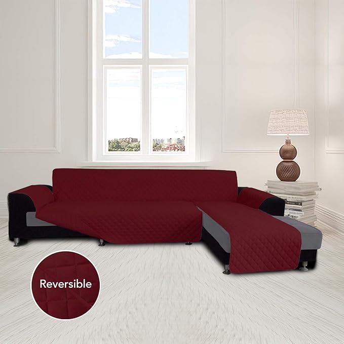 Easy-Going Sofa Slipcover L Shape Sofa Cover Sectional Couch Cover Furniture Protector Mat for Pets Dog Cat (Small, Christmas Red/Christmas Red)