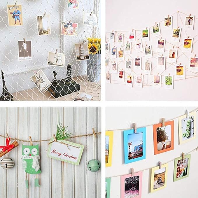DurReus Tiny Wood Clips Travel Clothespins Miniature Clothes Pins for Wedding Arts Crafts Ornaments Packing with Twine Pack 50 Red