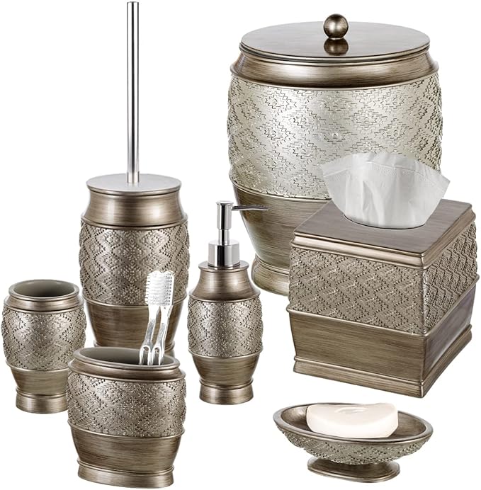 Creative Scents Dublin Silver Toilet Brush Set - Toilet Bowl Cleaner Brush and Holder - Decorative Bathroom Cleaner Brush - Space Saving Design Toilet Bowl Scrubber