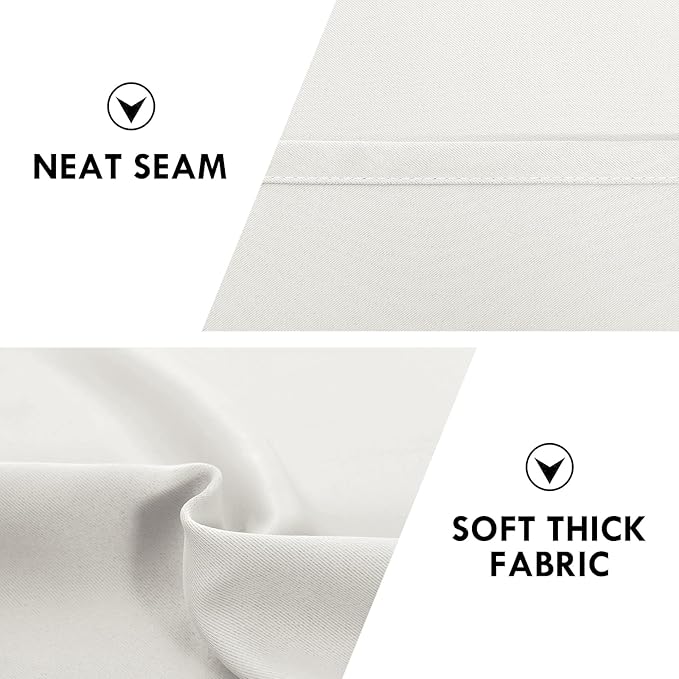 DWCN Blackout Curtains Thermal Insulated, Energy Saving & Noise Reducing Bedroom and Living Room Curtains, Ivory, W 52x L 95 Inch, Set of 2 Rod Pocket Curtain Panels