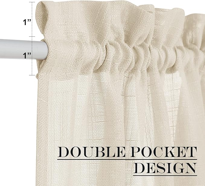 NICETOWN Sidelight Door Curtains 72 Inches Long for Windows Linen Sheer Privacy Protect Light Filtering French Door Side Curtain Panels with Tie Back, 12 Inch Width, 1 Panel, Beige
