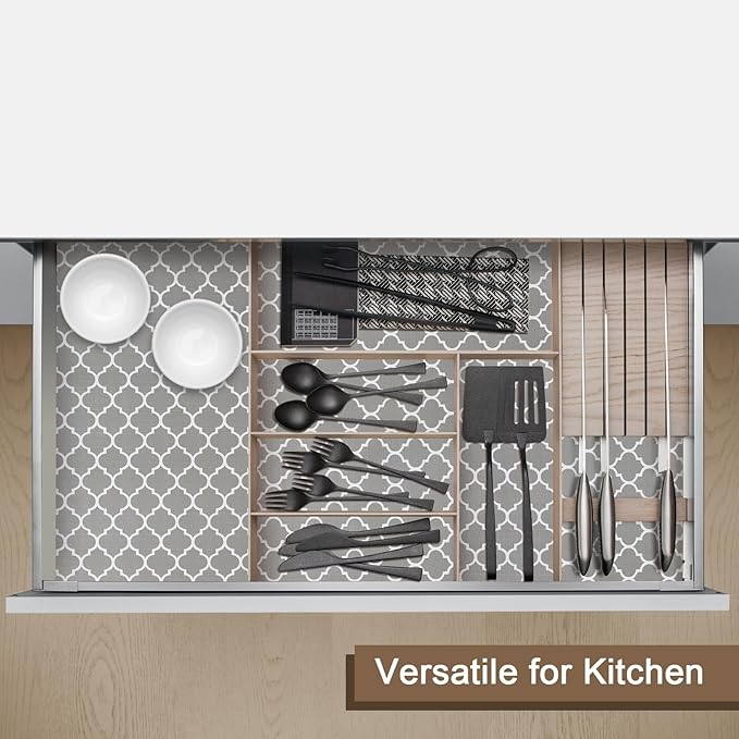 OcePor Non-Adhesive Drawer and Shelf Liner 24IN x 20FT，Non Slip Cabinet and Cupboard Liner, Kitchen Cabinet Liners for Shelves, Waterproof Drawer Shelf Liners for Cabinets/Bathroom Cupboard