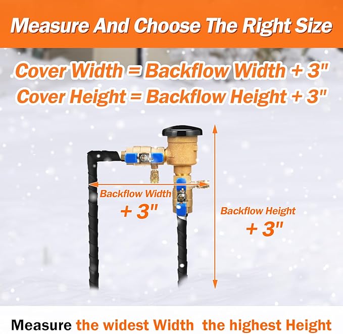 Backflow Preventer Pipe Insulation Cover (5°F) - Irrigation Sprinkler Valve Insulated Pouch - Water Well Pump Cover - Sturdy 5 Layers for Winter Freeze Protection, 20" W x 26" H, Black
