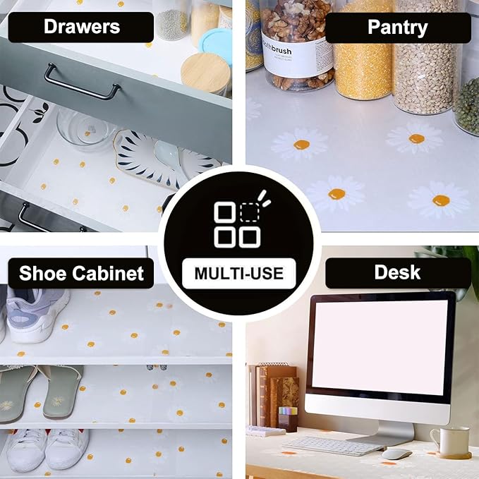 INNOLITES Shelf Liners for Kitchen Cabinets, Non Adhesive Drawer Cabinet Liner, Waterproof Oil-Proof Non-Slip Shelf Liner for Kitchen Pantry Refrigerator 11.8" x 360"