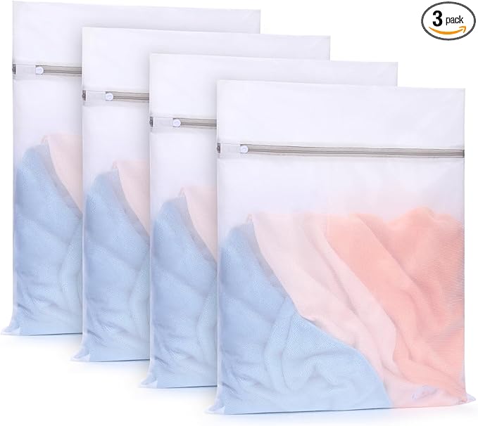 Muchfun 3Pcs Durable Fine Mesh Laundry Bags for Delicates 16 x 20 Inches (3, Large)