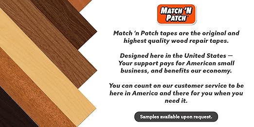 MATCH 'N PATCH Realistic Wood Grain Repair Tape - Durable Multi-Use Adhesive Tape for Furniture, Floors, Cabinets, Windows, Doors, RV, Home Decor & DIY Projects - Red Oak, 2.25 inch x 15 feet