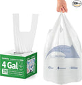 Small Trash Bags with Handles 4 Gallon 200 Count White - Ocean Plastic Upcycling - Plastic Garbage Bags, Can Bin & Waste Basket Liner for Kitchen, Bathroom, Office and Pets