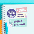 Personalized Name Tag Stickers for Kids (130+ Pack) | Unicorn Waterproof Labels for School Supplies, Bottles & Lunch Boxes | Custom Vinyl Name Labels for Clothing, Toys & More (H. Unicorn)