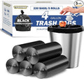 Small Trash Bags 4 Gallon - 0.94 Mil Thick 220 Count Heany Duty 15 Liters Black Garbage Bags,Leakproof Durable and Unscented Weastbasket Can Liners for Bathroom Bedroom Home