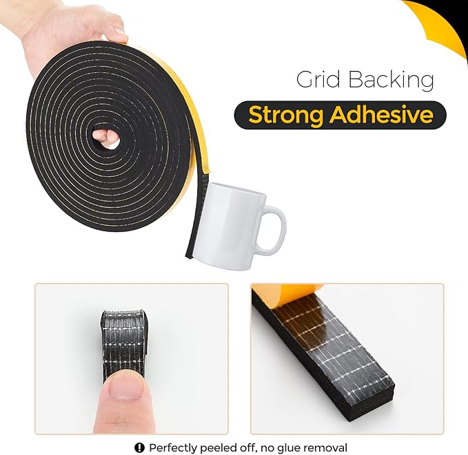 6.5 Feet Weather Stripping Door Seal, 2" Wide X 1" Thick Door Seal Strip High Density Foam Tape Adhesive Strip for Door Soundproofing,Window Insulation (2" x 1" x 6.5FT,Black)
