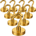 MIKEDE Magnetic Hooks Heavy Duty, 40 Lbs Magnet with Hooks for Cruise Cabins, Strong Magnets Neodymium for Hanging, Magnetic Wall Hooks for Refrigerator, Locker, Workplace(Yellow, 10 Pack)