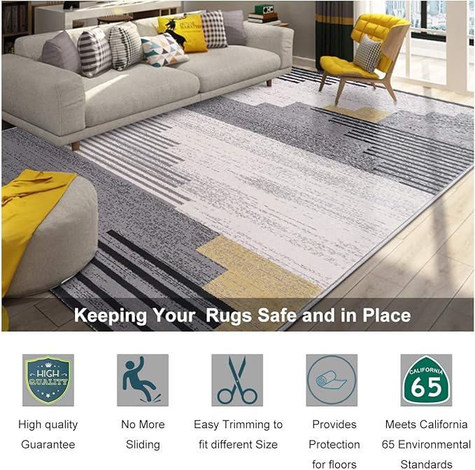 Non Slip Rug Pad Grippers - 2x3, 1/8" Thick, (Felt + Rubber) Double Layers Area Carpet Mat Tap, Provides Protection and Cushioning for Hardwood or Tile Floors