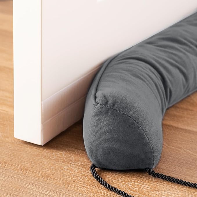 Sunolga 24" Door Draft Stopper Blocks Hot and Cold Air with Removable Washable Cover for Gaps Up to 3", All-Season Seal for Noise, Door Sweep for Bottom of Door and Window, Home Essentials, Gray
