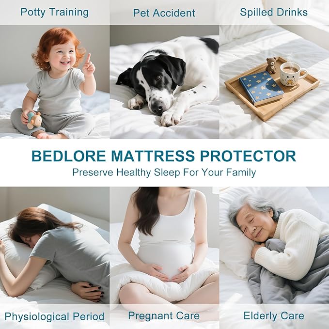 Waterproof Mattress Protector Twin XL Size - Breathable, Noiseless, Ultra-Soft Bed Cover, Mattress Pad Cover with Deep Stretchable Pockets 8"-21" (White)