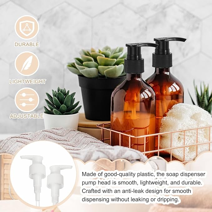 uxcell 16 Pcs Soap Dispenser Pump Heads Soap Dispensers Top Pumps Replacement Switch Pumphead for Standard 24/420 Neck Size Lotion Shampoo Bottle, White