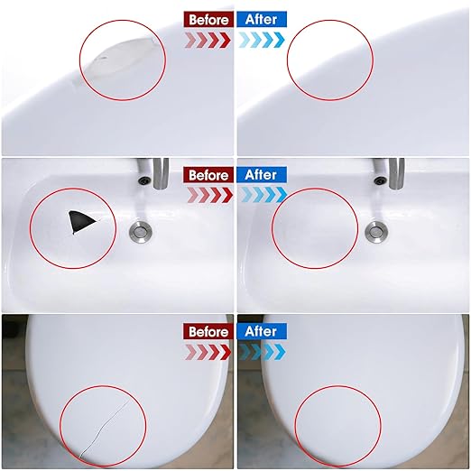 Tile & Fiberglass Tub Repair Kit(Color Matching), Porcelain Sink Repair Kit, Countertop Repair Kit for Granite, Marble, Quartz, Ceramic & Shower Repair Kit for Chips, Cracks, Scratches, Holes