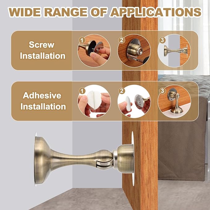 MECCANIXITY Magnetic Door Stoppers Stainless Steel Door Stops, Wall Floor Mounted Doors Holder Keep Doors Open for Home Office Closet (White)