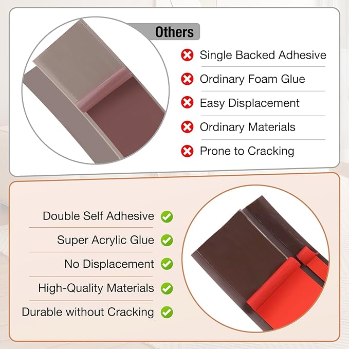 Floor Transition Strip Self Adhesive Vinyl Door Threshold for Doorways Carpet Edging Trim Overlap Edge Reducer for Laminate Floor, Carpet, Tile (Deep Brown Wood Grain, 2/5" to 3/5", 3.3Ft)
