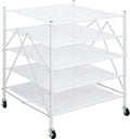 STORAGE MANIAC Sweater Drying Rack, Mesh Clothes Drying Rack, Stackable Laundry Drying Rack, Lay Flat Dryer for Delicates, Portable Dry Rack for Indoor or Outdoor, White, 5 Tier Foldable
