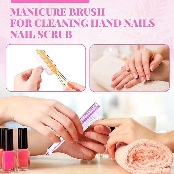 Patelai 48 Pcs Handle Grip Nail Brush Bulk Colorful Nail Scrubber Cleaner Fingernail Brushes Hand Toes Scrub Cleaning Brushes Pedicure Scrubbing Tool for Men and Women, Multicolor Brush