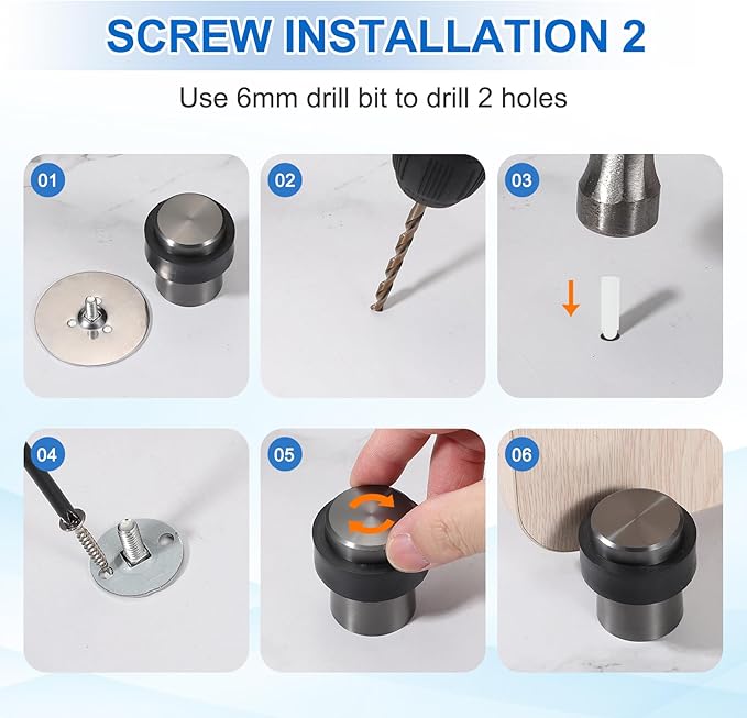 PATIKIL 3Set Round Door Stoppers, 80mm Stainless Steel Door Stop Doorstop Wedge Metal Cylinder Self Adhesive with Screw for Bottom of Door Floor Inside, Gold Tone