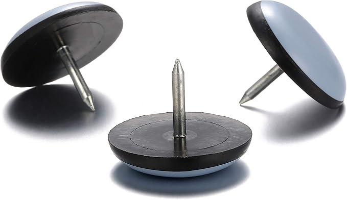 Furniture Glides Sliders-Furnigear PTFE (Teflon) Chair Leg Movers Sliders for Carpet and Hardwood Surface - Move Your Furniture Easy & Safely - Best Floor Protector (1 inch/Nail, 40pack)