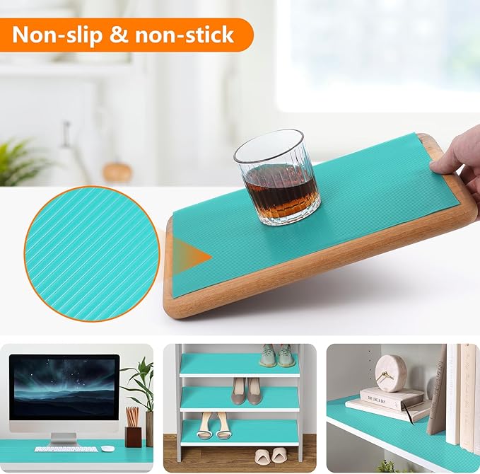Shelf Liners for Kitchen Cabinets Drawer Liner Non Adhesive Cupboard Mat EVA Material Waterproof Refrigerator Mats Washable Fridge Liner for Cupboard and Desks Liner Blue 11.8 x 236.2 Inches