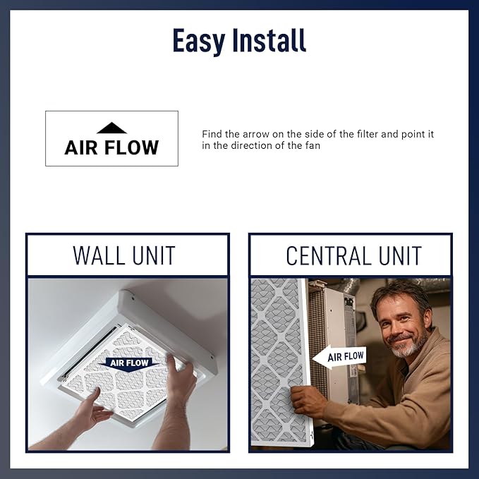 14x25x1 MERV 8 Air Filters 6-Pack, Actual Size 13.7" x 24.7" x 0.75" – Compatible with HVAC, Air Conditioners & Furnaces– High Particle Capture & Smooth Airflow