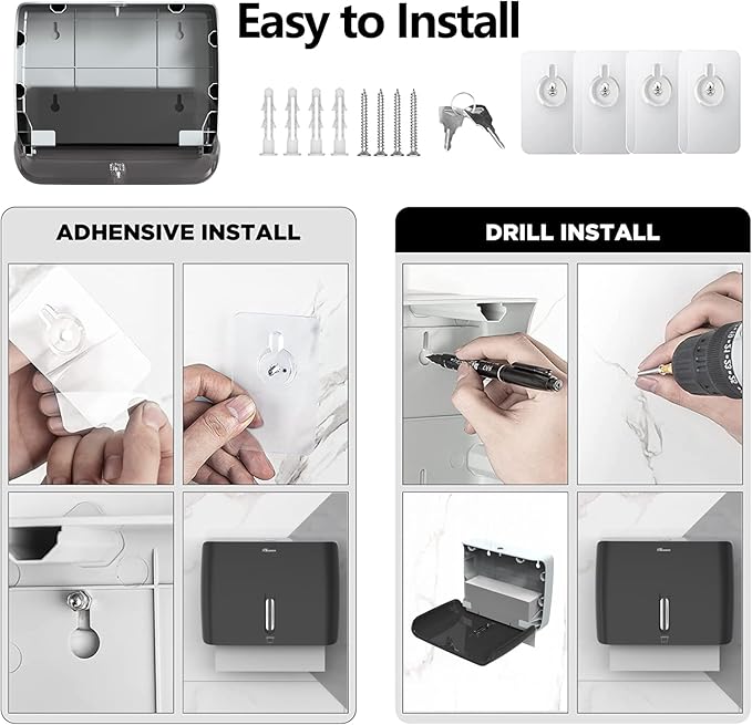 Trifold Paper Towel Dispenser Black Pearl Premium Grade 10⅞” Length X 8¼” High X 3¾” High for Traffic Areas(Pack of 3)