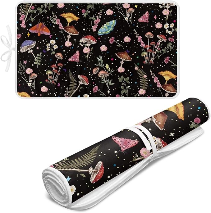 Mushroom Ironing Mat Portable Ironing Pad Blanket for Table Top Heat Resistance Travel Small 32 x 16 Inch Foldable Lightweight Iron Mats for Washer and Dryer