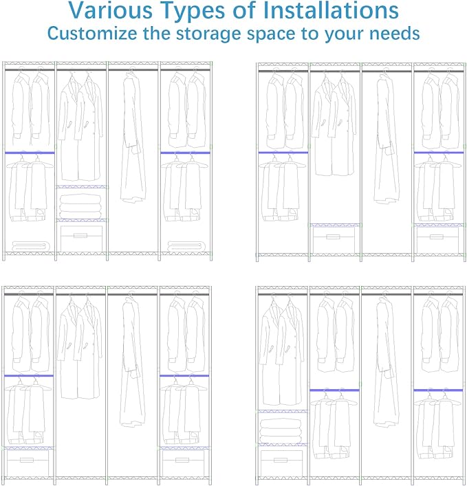 VIPEK V40 Wire Garment Rack Heavy Duty Clothes Racks for Hanging Clothes, Multi-Functional Metal Clothing Racks Bedroom Freestanding Wardrobe Closet Rack, 76" Lx15.7 Wx76.4 H, Max Load 1110lbs, Gold