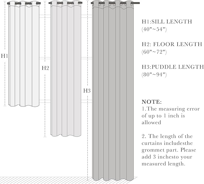PONY DANCE Gray Black Out Curtains 54 inch Long, Thermal Insulated Draperies Window Grommet Top Room Darkening Window Treatments for Bedroom and Living Room(Grey, 42 inches Wide, 2 Panels Set)