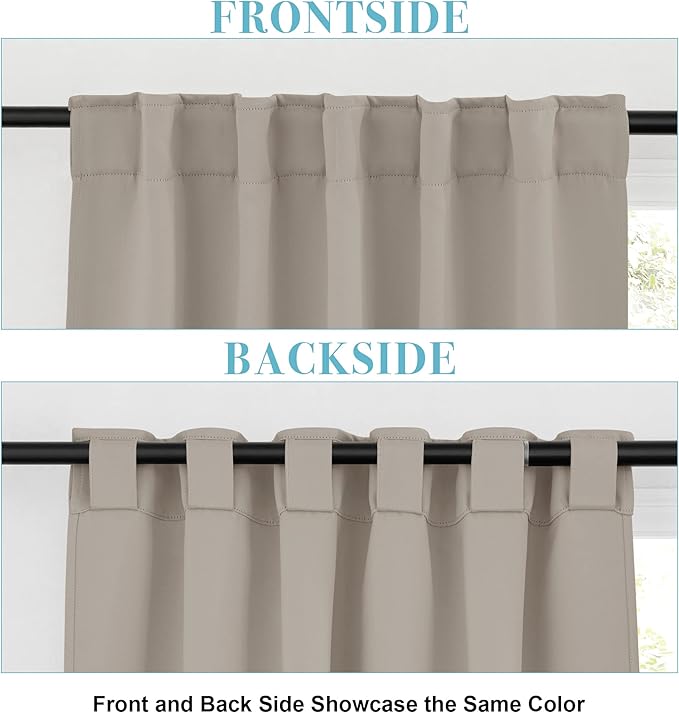 RYB HOME Blackout Curtains for Living Room Thermal Insulated Privacy Window Blinds for Kids Bedroom Cafe Bathroom Home Office, 42 inch Width x 54 inch Length, Sand, 2 Panels