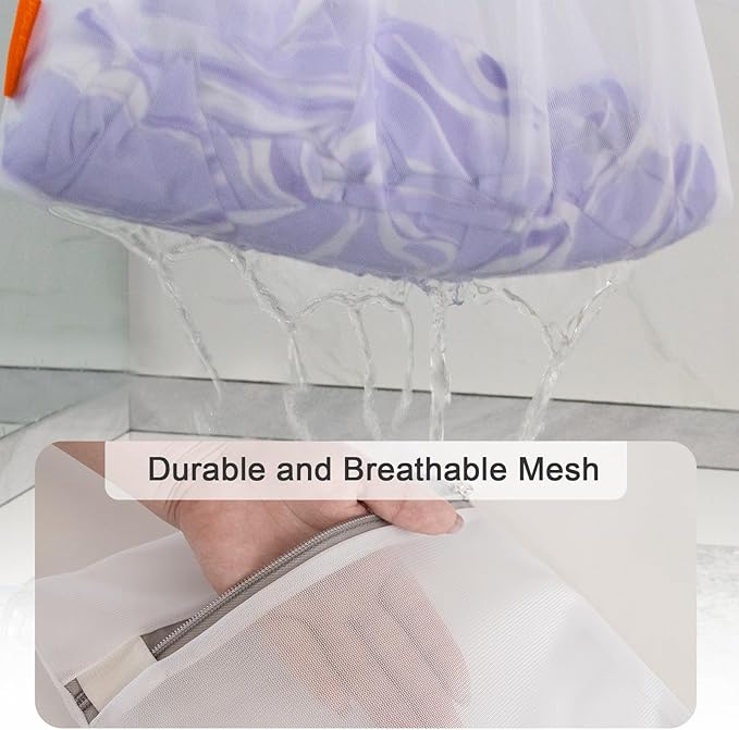 Polecasa 3Pcs Extra Durable Fine Mesh Laundry Bags with Sturdy Zipper for Delicates, Protect Clothes in Washing Machine, Laundry Room Essentials for College, Dorm (1 Large, 1 Medium, 1 Small)
