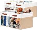 HNZIGE Fabirc Storage Cube Bins 13x13x15 Storage Cube Bins, 4 Pack Foldable Decorative Clear Cube Storage Bins for Cube Organizer Canvas Cubby Storage Organizer Bins for Shelves Pantry- White Beige