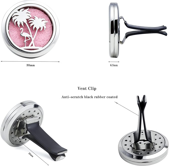 Car Diffuser Vent Clip 30mm Aromatherapy Essential Oil Automotive Diffuser Air Fresheners Vent Clips Car Accessories for Women Birthday Gifts (Flamingo)