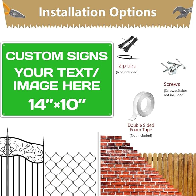Personalized Aluminum Weatherproof Metal Signs - Multiple Sizes, Custom Text & Picture, Hazard, Garden, Custom Door Signs