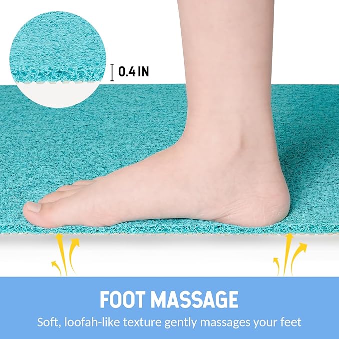 Non-Slip Bathtub Mat, Anti Slip Shower Mat, Fast Drying Bathtub Mats, Foot Scrubber Mat, Anti Slip Mat for Tub, Floor, Bathroom, Kitchen, Home, Hotel (Turquoise Blue 24"×24")