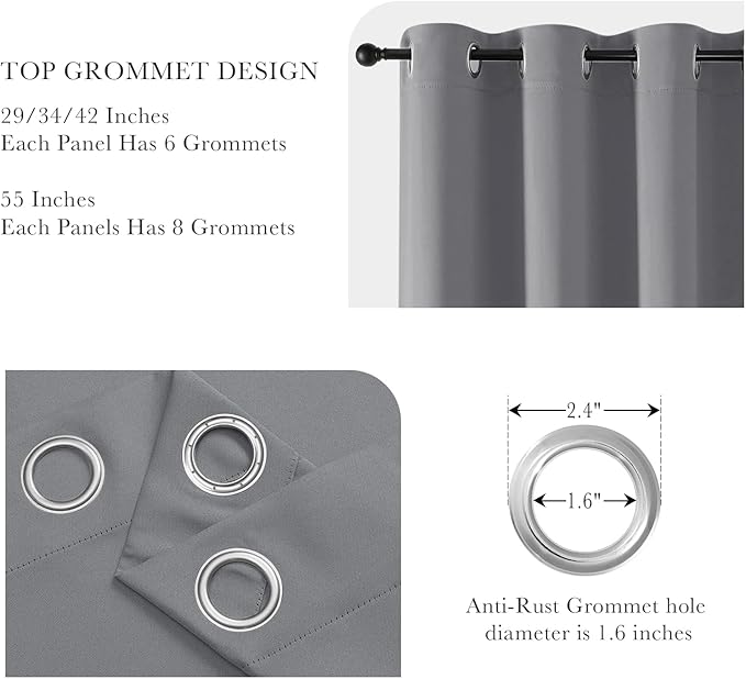 PONY DANCE Sliver Grey Blackout Curtains for Bedroom 84 Inch Length 2 Panels Set, Privacy Thermal Insulated Room Darkening Grommet Drapes for Living Room Window, W34 x L84 Inch